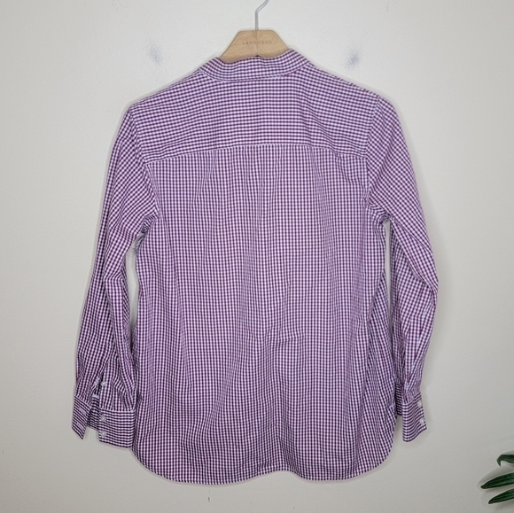 Lands' End | Petite Burgundy Gingham Check Collared Popover Shirt Size 10P - Picture 4 of 4